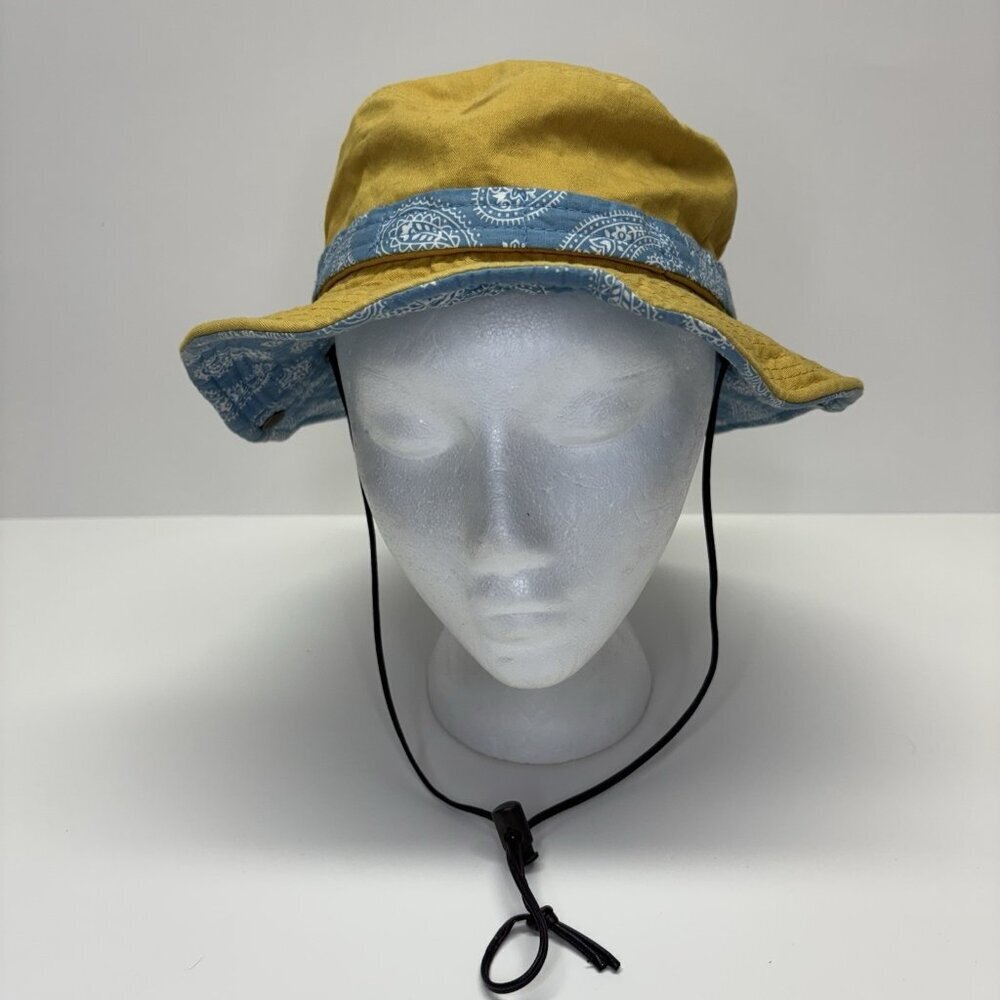 Polcadot Summer Bucket Hat Cap Yellow Blue Summer Garden‎ Hiking Unisex Beach
